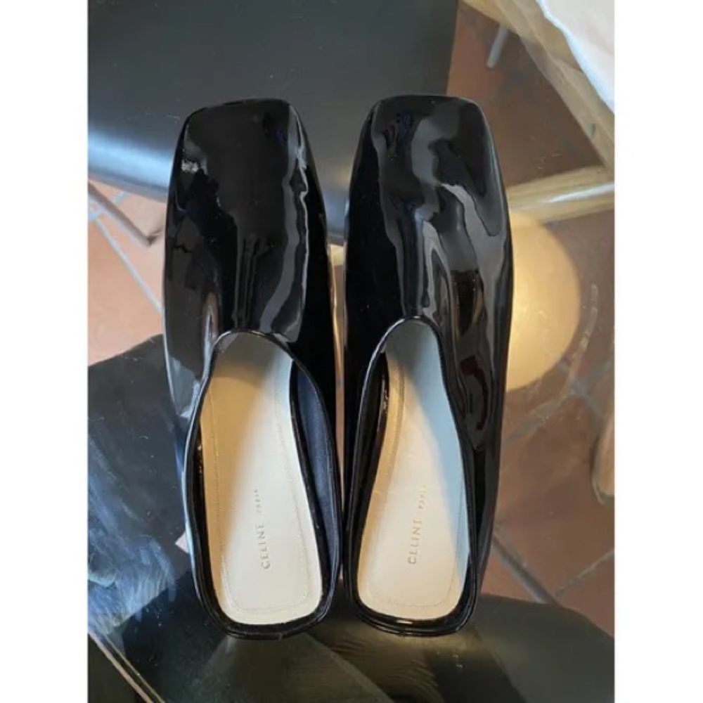Celine patent leather mules, size 38.5, pristine condition